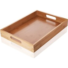 Deconox Bambu Dikdörtgen Sunum Tepsi, Bambu Sofra Tepsisi, Çay Tesisi (35CMX25CMX6CM)