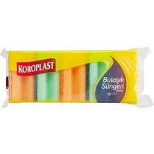 Koroplast Çift Taraflı Oluklu Bulaşık Süngeri 5'li, Çizik  Iz Bırakmaz, Yağ ve Leke Çıkarıcı Mutfak