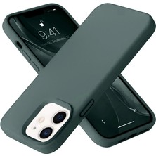 Trend Kapında Apple Iphone 12 Kılıf Nano Içi Kadife Silikon - Koyu Yeşil