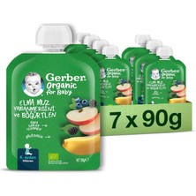 Gerber Organik Muz Yabanmersini Böğürtlen ve Elma Püresi 90 G x 7