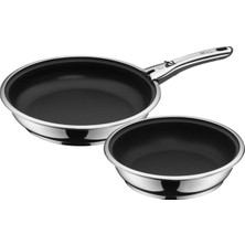 Wmf Click& 3 Parça Tava Seti, 24 cm ve 28 Cm, Çıkarılabilir Saplı, Indüksiyon Uyumlu, Yapışmaz Kapla
