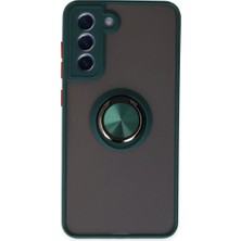 Trend Kapında Samsung Galaxy S21 Fe Kılıf Montreal Yüzüklü Silikon Kapak - Yeşil