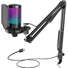 Fifine Ampligame A6T Twitch - Youtuber - Gamer - Tiktok - Yayıncı USB Mikrofon Seti (Siyah)