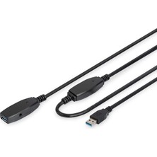 Digitus Dıgıtus Aktif USB 3.0 Uzatma Kablosu - 10 M - 5 Gbps Aktarım Hızı - Tak ve Çalıştır - Hotswap - LED