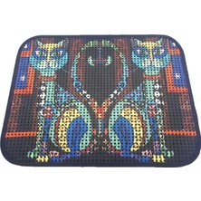 ‎Miapet Miapet Elekli Desenli Kedi Tuvalet Önü Paspası 60 x 45 cm Renkli Kedi
