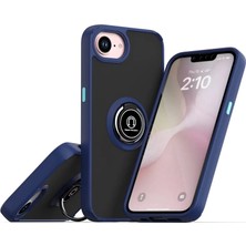 Apple iPhone 16E Kılıf Montreal Yüzüklü Silikon Kapak - Lacivert
