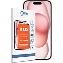 KZY İletişim Kzy Iletişim iPhone 15 ile Uyumlu Tam Kaplayan 21D Temperli Ekran Koruyucu Cam