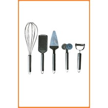 New Global Ezmk Ev Gereçleri Balsa Beşli Mutfak Seti, Çırpıcı, Spatula, Soyacak, Pizza Kesici, Rende, 5'li