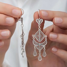 Tienda Elegante Gümüş Telkari Sallantılı Kadın Küpe
