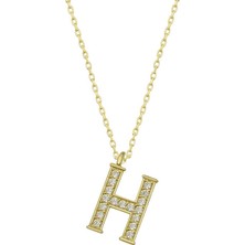 Tienda Elegante Gümüş Gold H Harfi Kadın Kolye