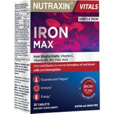 Nutraxin 30 Tablet – Demir, C Vitamini, Folik Asit ve B12 Vitamini Içeren Takviye