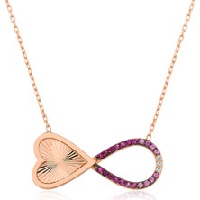 Tienda Elegante Gümüş Rose Sonsuz Kalp Bayan Kolye
