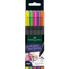 Faber-Castell Grip Finepen Ince Keçe Uçlu Kalem Seti, 5’li, Neon Renkler, 0.4 Mm, Metal Destekli, Er
