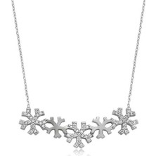 Tienda Elegante Gümüş Kar Taneleri Bayan Kolye