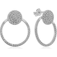 Tienda Elegante Gümüş Beyaz Halka Küpe