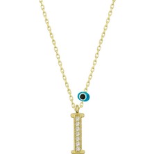 Tienda Elegante Gümüş Nazar Gold  I Harfi Kadın Kolye