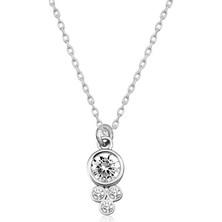 Tienda Elegante Gümüş Çiğ Damlası Yuvarlak Tektaş Bayan Kolye