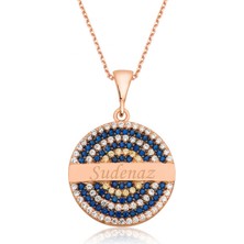 Tienda Elegante Gümüş Rose Mavi Taşlı İsimli Bayan Kolye
