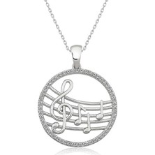 Tienda Elegante Gümüş Müzik Temalı Bayan Kolye