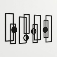 Vesma Modern Geometrik 4'lü Duvar Tablosu Seti - Siyah Mdf Duvar Dekoru