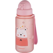 Uzspace Figürlü 400 ml Pipetli Çocuk Su Matarası Pudra