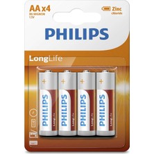 Philips Longlife Çinko Pil Aa X4 (R6L4B/10)