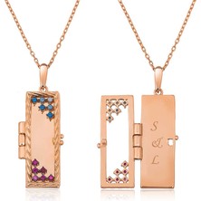 Tienda Elegante ​Gümüş Rose Kapaklı Kişiye Özel Kolye