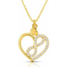 Tienda Elegante Gümüş Gold Kalp İçinde Sonsuzluk Kadın Kolye