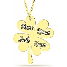Tienda Elegante Gümüş Gold Dört Yaprak İsimli Yonca Bayan kolye