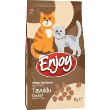 Enjoy Kuru Kedi Maması, Tavuklu, Yetişkin, Keten Tohumu ile 3 & 6 Katkısı, 1 kg