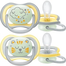 Avent Ultra Air Gece Emzik, 18 Ay+, 2’li Paket, Karanlıkta Parlayan, Ortodontik Silikon, Gen