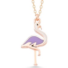 Tienda Elegante Gümüş Rose Flamingo Kadın Kolye