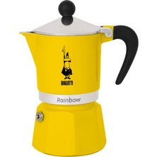 Bialetti - Rainbow: 3 Cups Ocak Üstü Espresso Pişirici - 130ML - Sarı Renk - Alüminyum Gövde - Paten