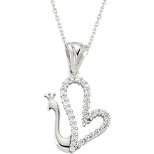 Tienda Elegante Gümüş Kalpli Kuğu Bayan Kolye