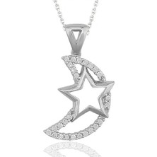 Tienda Elegante Gümüş Ay Yıldız Bayan Kolye