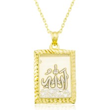 Tienda Elegante Gümüş Gold Allah Yazılı Kadın Kolye