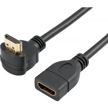 PrimeX Plus Primex PX-4667 HDMI Dişi Erkek Uzatma, 1 Metre 90 Derece HDMI Uzatma Kablosu HDMI Uzatma, L Tip HDMI