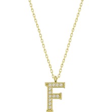 Tienda Elegante Gümüş Gold F Harfi Kadın Kolye