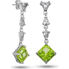 Tienda Elegante Gümüş Ice Cut Yeşil Zirkon Taşlı Işıltılı Kadın Küpe