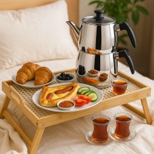Paçi Premium Bambu Serisi 50X30 cm Camlı Ayaklı Dekoratif Tepsi