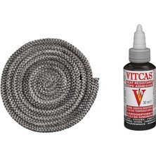Somineco Fiberglass Antrasit Renk Soba Şömine Fitil 6 mm x 2.5m Vıtcas Yapıştırıcı 30 ml