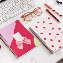Paperora A5 Spiralli Karton Kapak 2’li Set Çizgili Okul Defteri 80 Yaprak, Ders Programlı Çilek