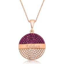 Tienda Elegante Gümüş Rose Yuvarlak İsimli Bayan Kolye
