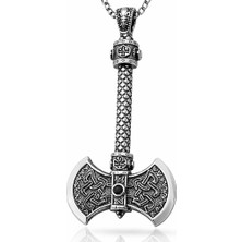 Tienda Elegante Gümüş Çift Taraflı Balta Kolye