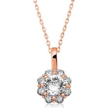 Tienda Elegante Gümüş Rose Çiçek Kolye