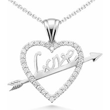 Tienda Elegante Gümüş Love Oklu Kalp Bayan Kolye