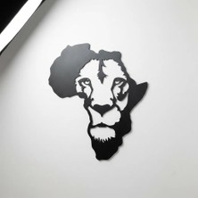 Vesma Afrika Haritası Aslan Duvar Tablosu - Siyah Mdf Duvar Dekoru