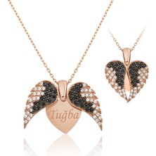 Tienda Elegante Gümüş Rose Kalpli İsimli Bayan Kolye