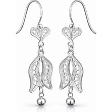Tienda Elegante Gümüş Lale Motifli Telkari Kadın Küpe