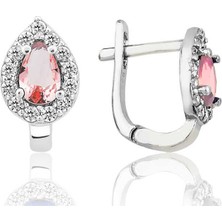 Tienda Elegante Gümüş Pembe Taşlı Damla J Kadın Küpe
